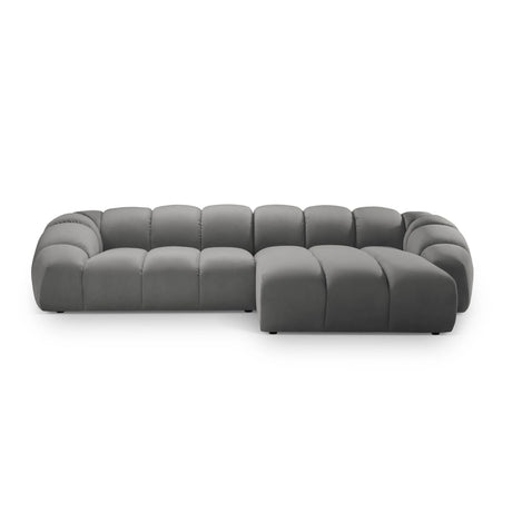 Diana 4-Sitzer Ecksofa Rechts, mit Bezug aus Samt (Sal17) in Grau, 334x182 cm – Bild 1