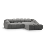 Diana 4-Sitzer Ecksofa Rechts, mit Bezug aus Samt (Sal17) in Grau, 334x182 cm – Bild 3