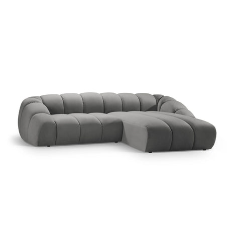 Diana 4-Sitzer Ecksofa Rechts, mit Bezug aus Samt (Sal17) in Grau, 334x182 cm – Bild 3