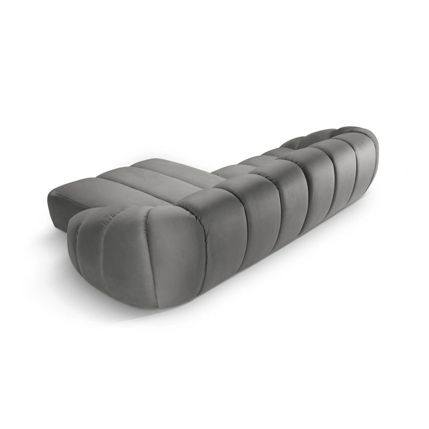 Diana 4-Sitzer Ecksofa Rechts, mit Bezug aus Samt (Sal17) in Grau, 334x182 cm – Bild 4