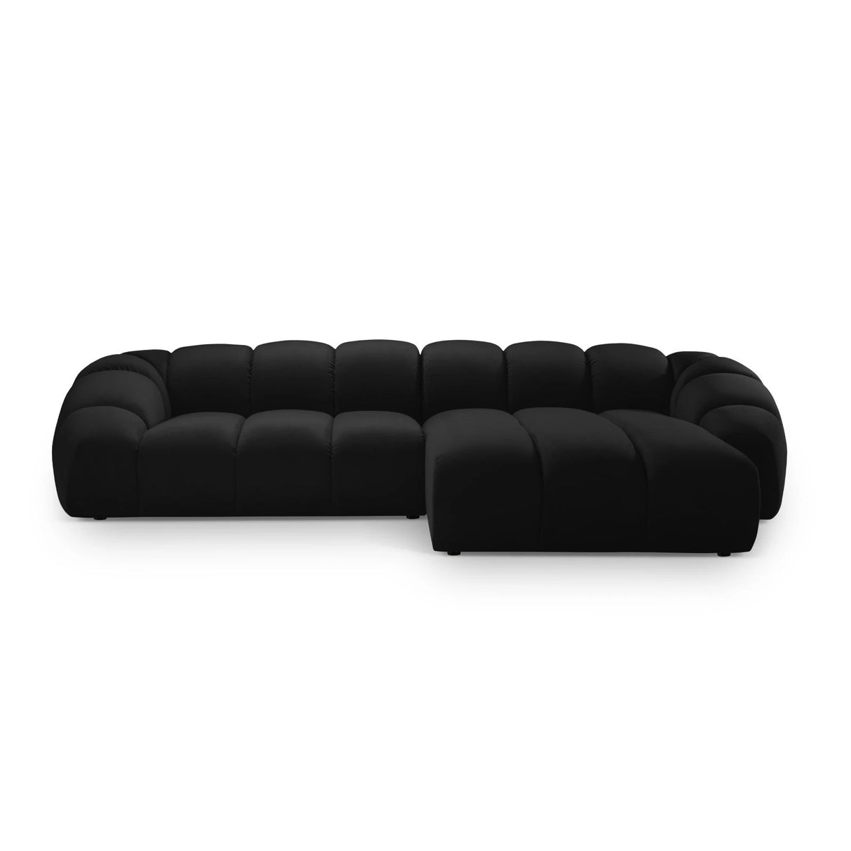 Diana 4-Sitzer Ecksofa Rechts, mit Bezug aus Samt (Sal19) in Schwarz, 334x182 cm – Bild 1