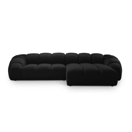 Diana 4-Sitzer Ecksofa Rechts, mit Bezug aus Samt (Sal19) in Schwarz, 334x182 cm – Bild 1