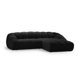 Diana 4-Sitzer Ecksofa Rechts, mit Bezug aus Samt (Sal19) in Schwarz, 334x182 cm – Bild 3