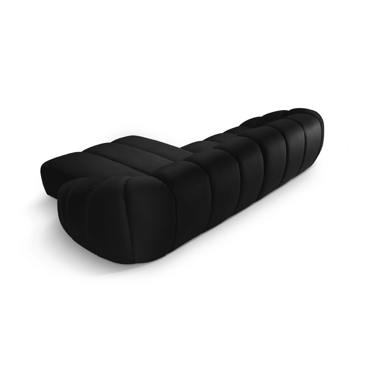 Diana 4-Sitzer Ecksofa Rechts, mit Bezug aus Samt (Sal19) in Schwarz, 334x182 cm – Bild 4