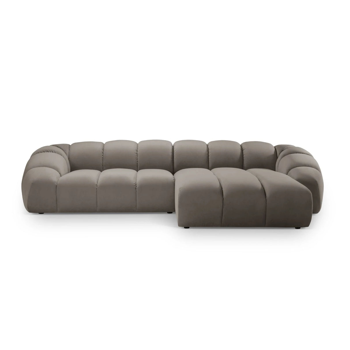 Diana 4-Sitzer Ecksofa Rechts, mit Bezug aus Samt (Sal3) in Grey Brown, 334x182 cm – Bild 1