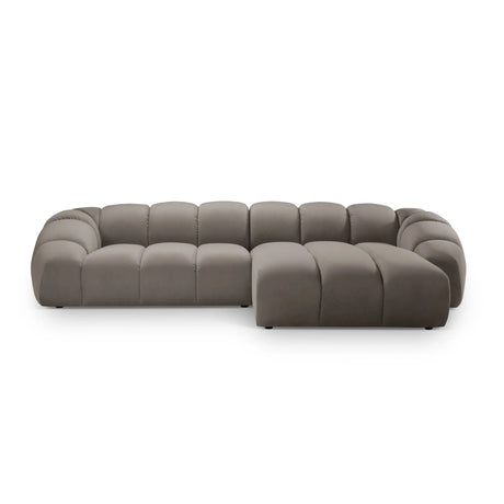 Diana 4-Sitzer Ecksofa Rechts, mit Bezug aus Samt (Sal3) in Grey Brown, 334x182 cm – Bild 1