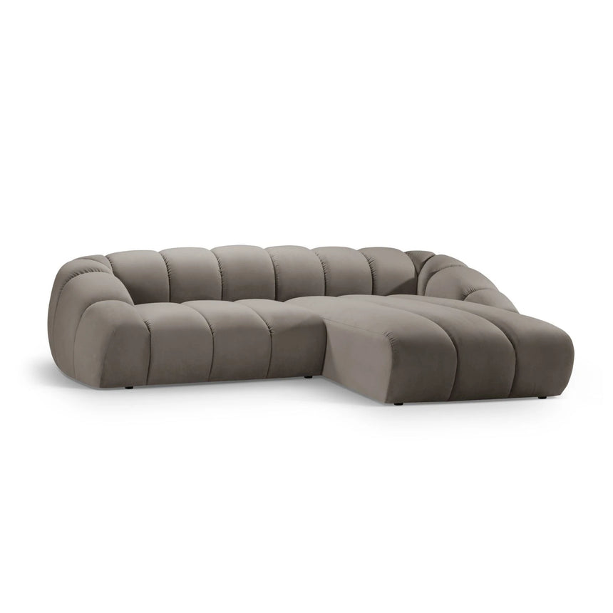 Diana 4-Sitzer Ecksofa Rechts, mit Bezug aus Samt (Sal3) in Grey Brown, 334x182 cm – Bild 3