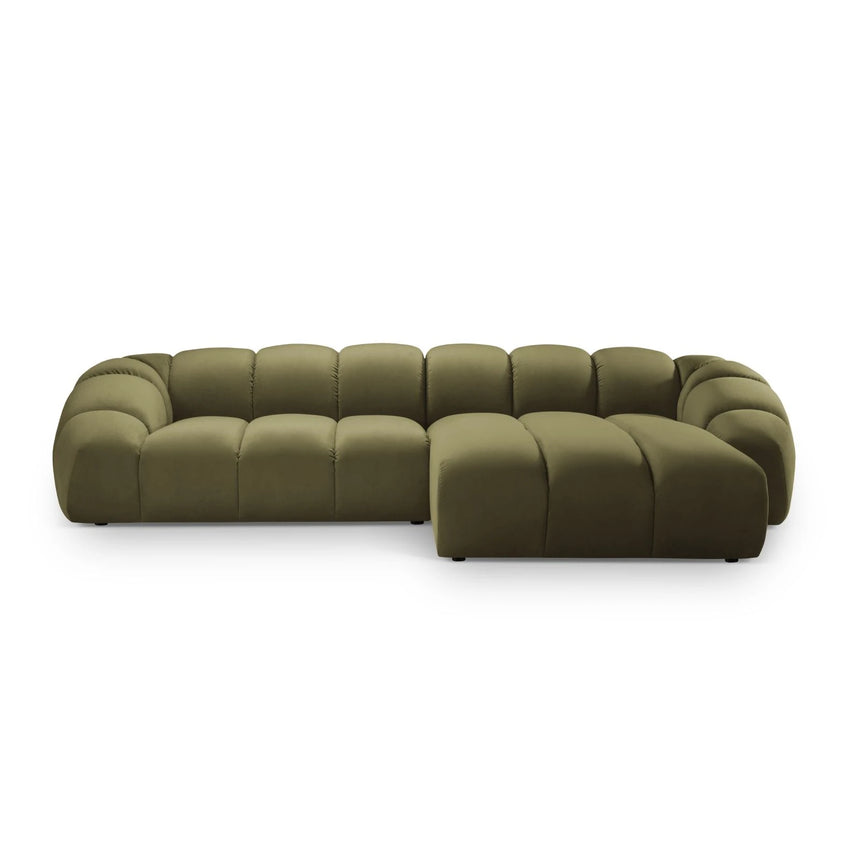 Diana 4-Sitzer Ecksofa Rechts, mit Bezug aus Samt (Sal8) in Grün, 334x182 cm – Bild 1