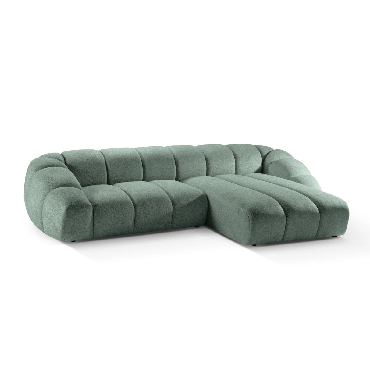 Diana 4-Sitzer Ecksofa Rechts, mit Bezug aus Strukturierter Stoff (Bub13) in Mint, 334x182 cm – Bild 4
