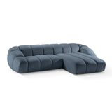 Diana 4-Sitzer Ecksofa Rechts, mit Bezug aus Strukturierter Stoff (Bub15) in Blau Jeans, 334x182 cm – Bild 4