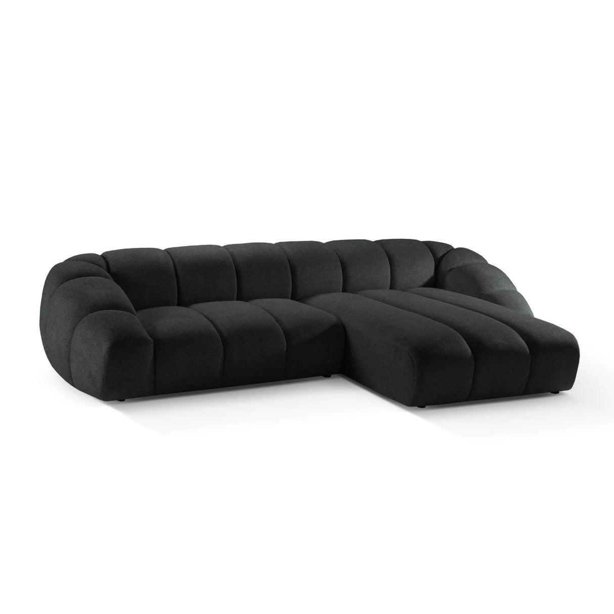 Diana 4-Sitzer Ecksofa Rechts, mit Bezug aus Strukturierter Stoff (Bub17) in Anthrazit, 334x182 cm – Bild 4