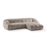 Diana 4-Sitzer Ecksofa Rechts, mit Bezug aus Strukturierter Stoff (Bub3) in Dunkelbeige, 334x182 cm – Bild 4