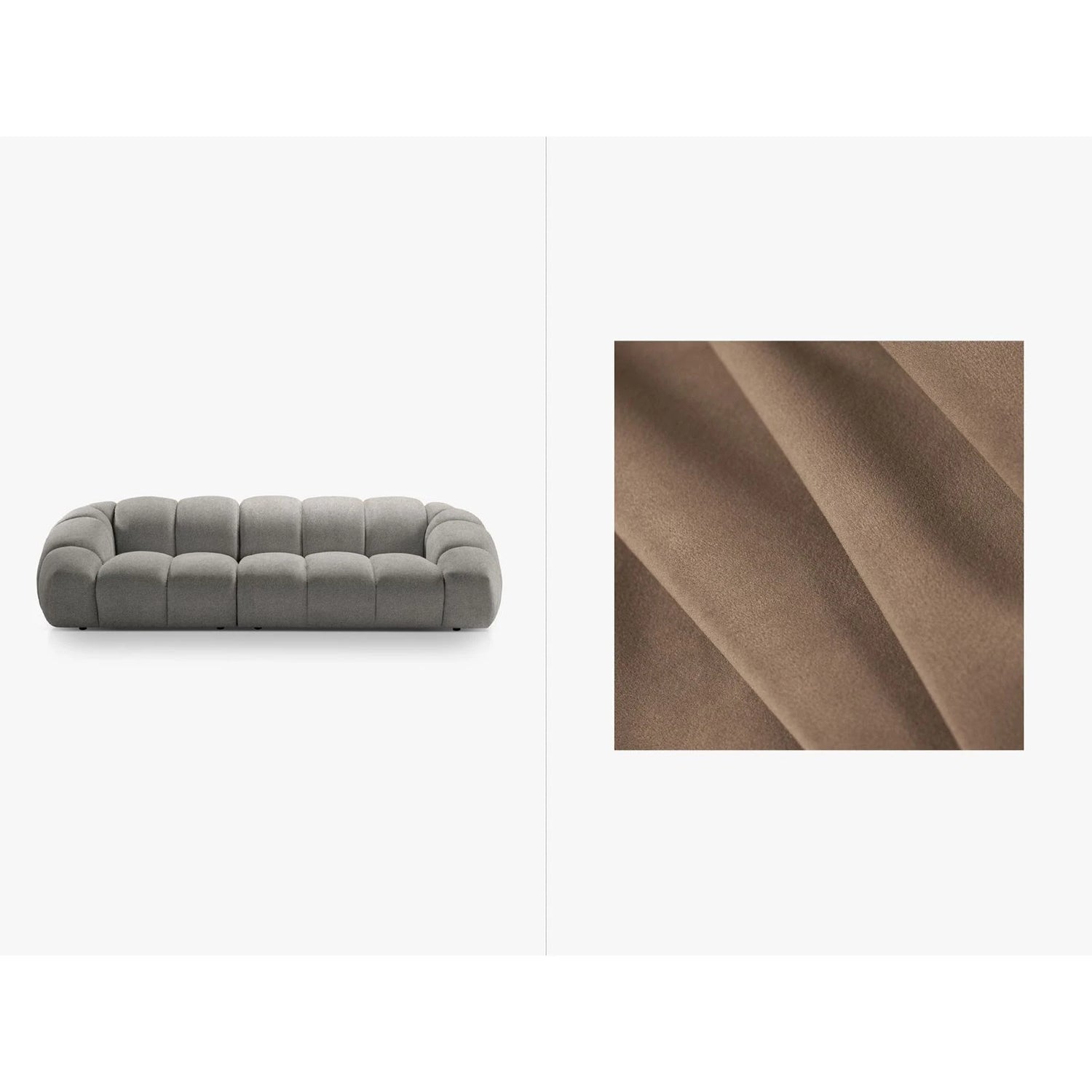 Diana 4-Sitzer Sofa mit Bezug aus Samt (Sal3) in Grey Brown, 294x114 cm – Bild 1