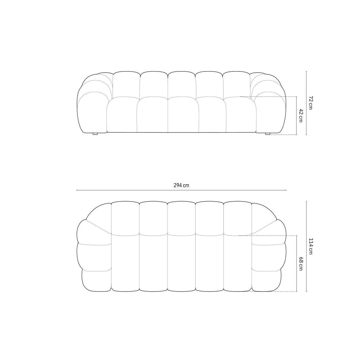 Diana 4-Sitzer Sofa mit Bezug aus Strukturierter Stoff (Bub17) in Anthrazit, 294x114 cm – Bild 3
