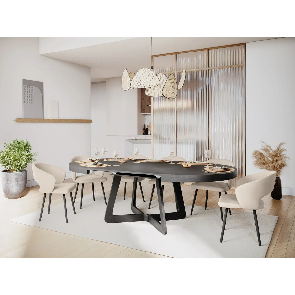 Dustin ausziehbarer Tisch Platte aus Eichenfurnier und Beine aus Eiche, 130-230 cm - ZEN ZONE Furniture