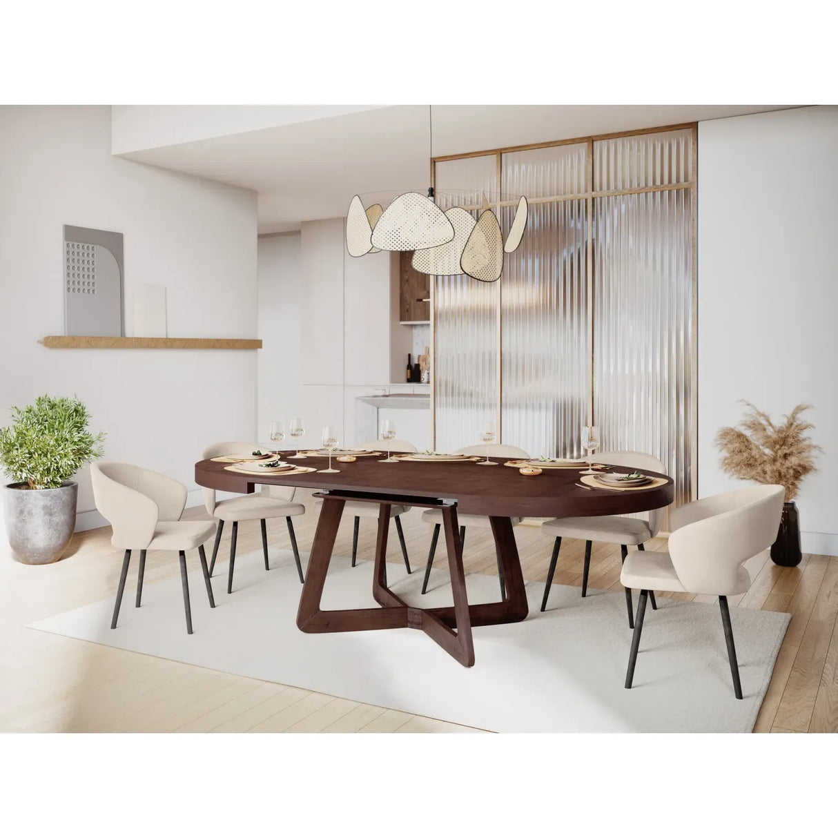 Dustin ausziehbarer Tisch Platte aus Eichenfurnier und Beine aus Eiche, 130-230 cm - ZEN ZONE Furniture