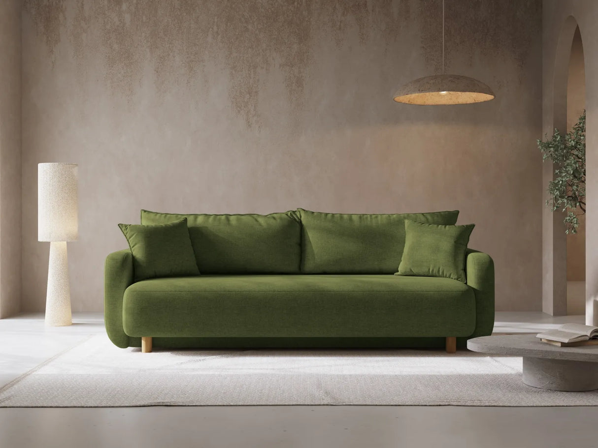 Elen 3-Sitzer Sofa mit Schlaffunktion, aus Strukturierter Stoff (Win34) in Grün, 231x106 cm – Bild 2
