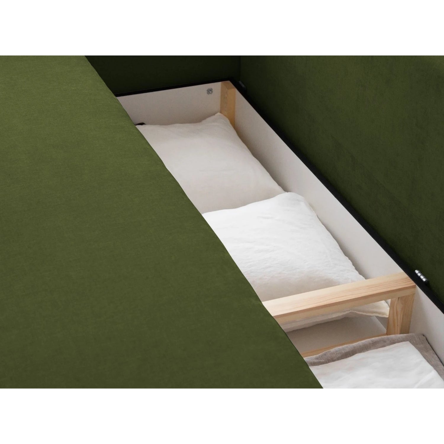 Elen 3-Sitzer Sofa mit Schlaffunktion, aus Strukturierter Stoff (Win34) in Grün, 231x106 cm – Bild 8