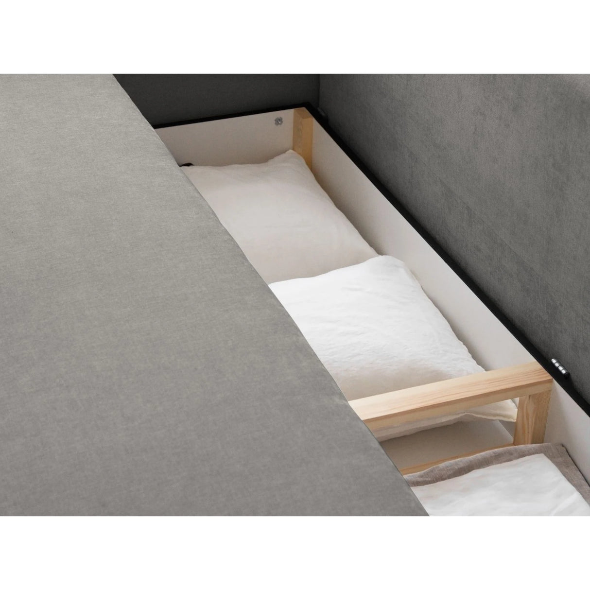 Elen 3-Sitzer Sofa mit Schlaffunktion, aus Strukturierter Stoff (Win90) in Grau, 231x106 cm – Bild 8