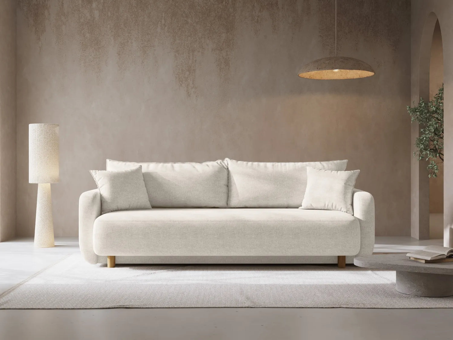 Elen 3-Sitzer Sofa mit Schlaffunktion, aus Strukturstoff, 231x106 cm – Bild 2