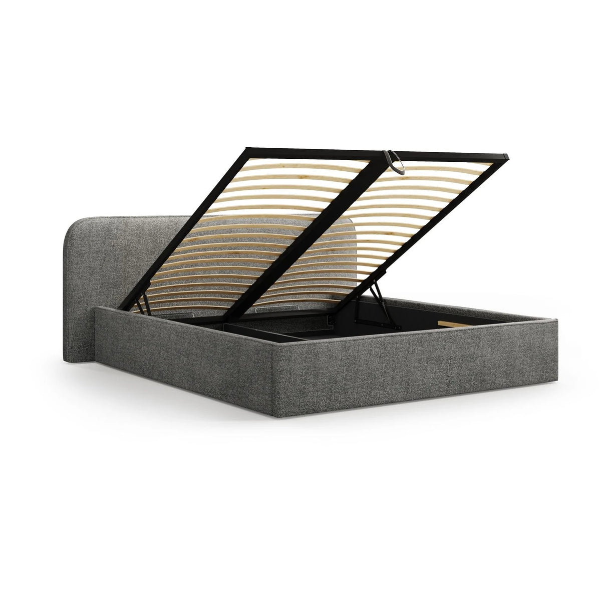 Elizabeth Bett mit Stauraum und Kopfteil in Boucle (MoGra) in Graphit, 180x200 cm – Bild 6