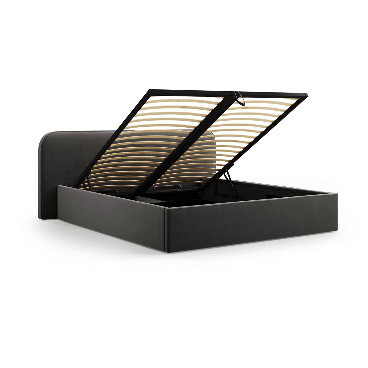 Elizabeth Bett mit Stauraum und Kopfteil in Samt (PorBla) in Schwarz, 160x200 cm – Bild 6