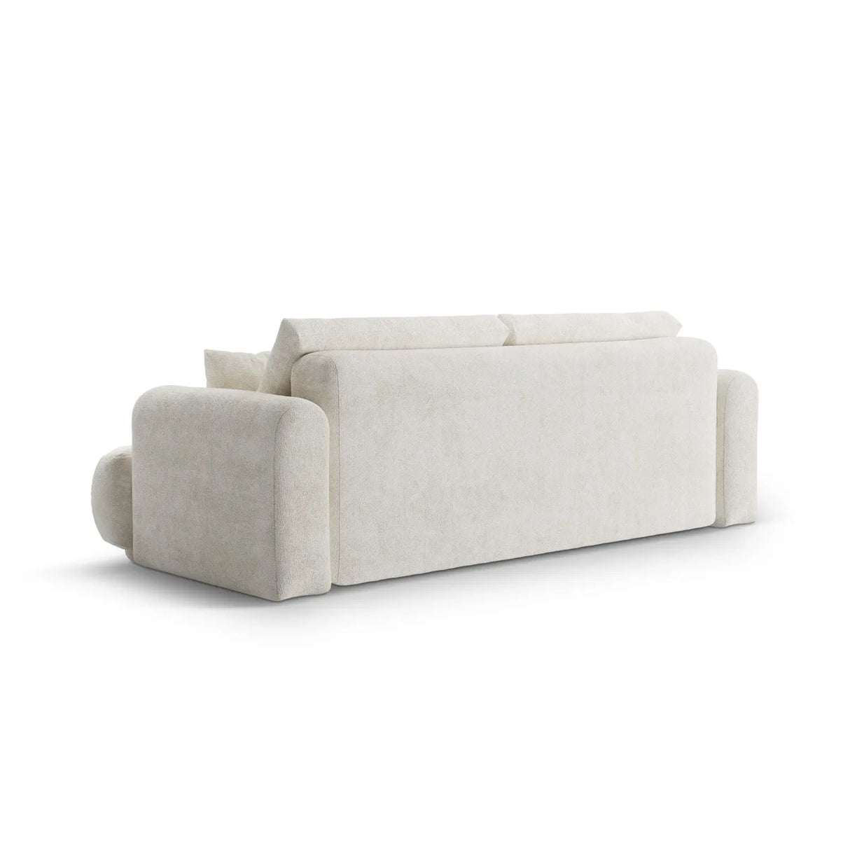 Canapé 3 places Ella avec fonction couchage et coffre de lit, recouvert de velours, de tissu texturé ou de boucle, 253 x 108 cm