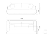 Ella 3-Sitzer Sofa mit Schlaffunktion und Bettkasten Bezug aus Samt, Strukturstoff oder Boucle, 253x108 cm – Bild 2