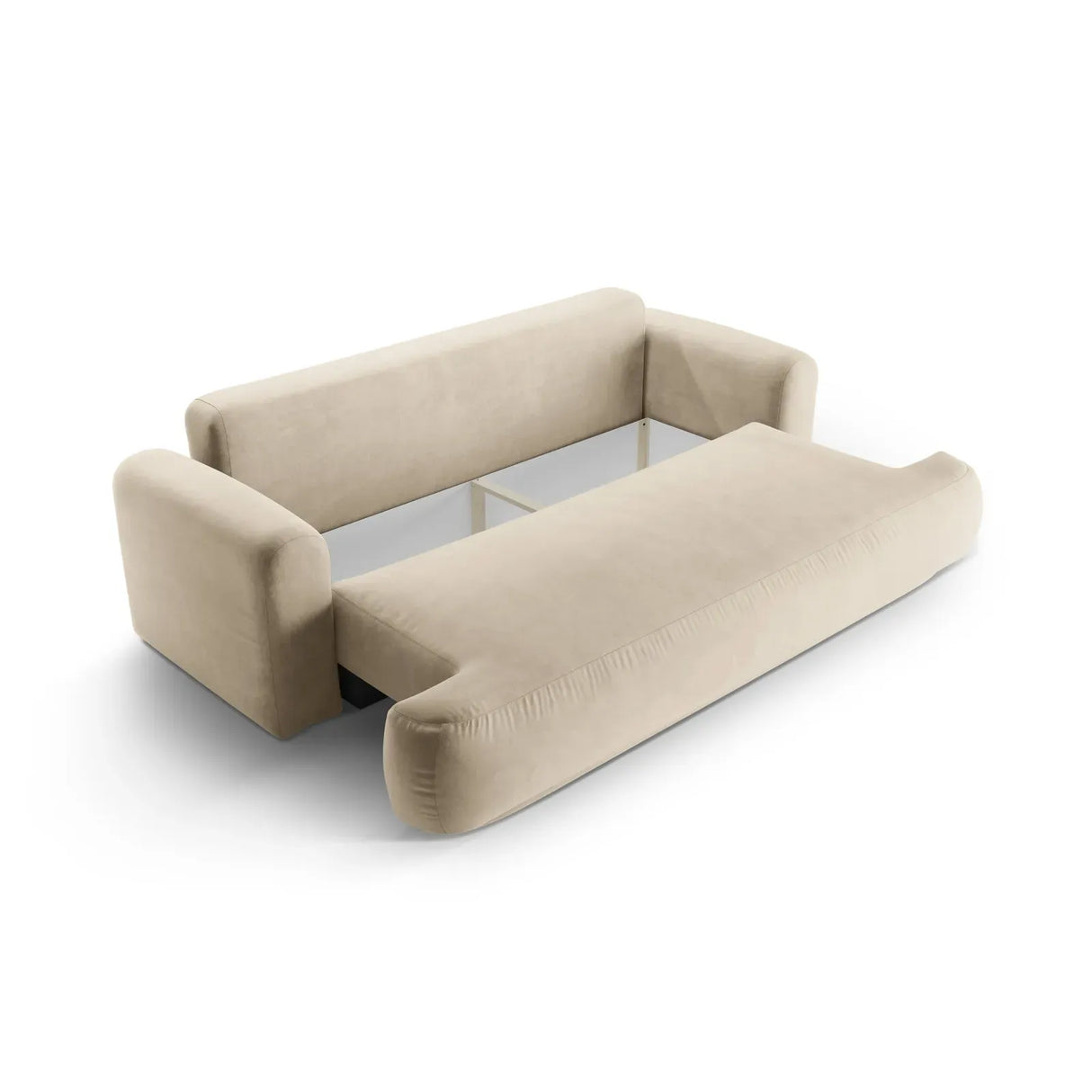 Canapé 3 places Ella avec fonction couchage et coffre de lit, recouvert de velours, de tissu texturé ou de boucle, 253 x 108 cm