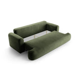 Canapé 3 places Ella avec fonction couchage et coffre de lit, recouvert de velours, de tissu texturé ou de boucle, 253 x 108 cm
