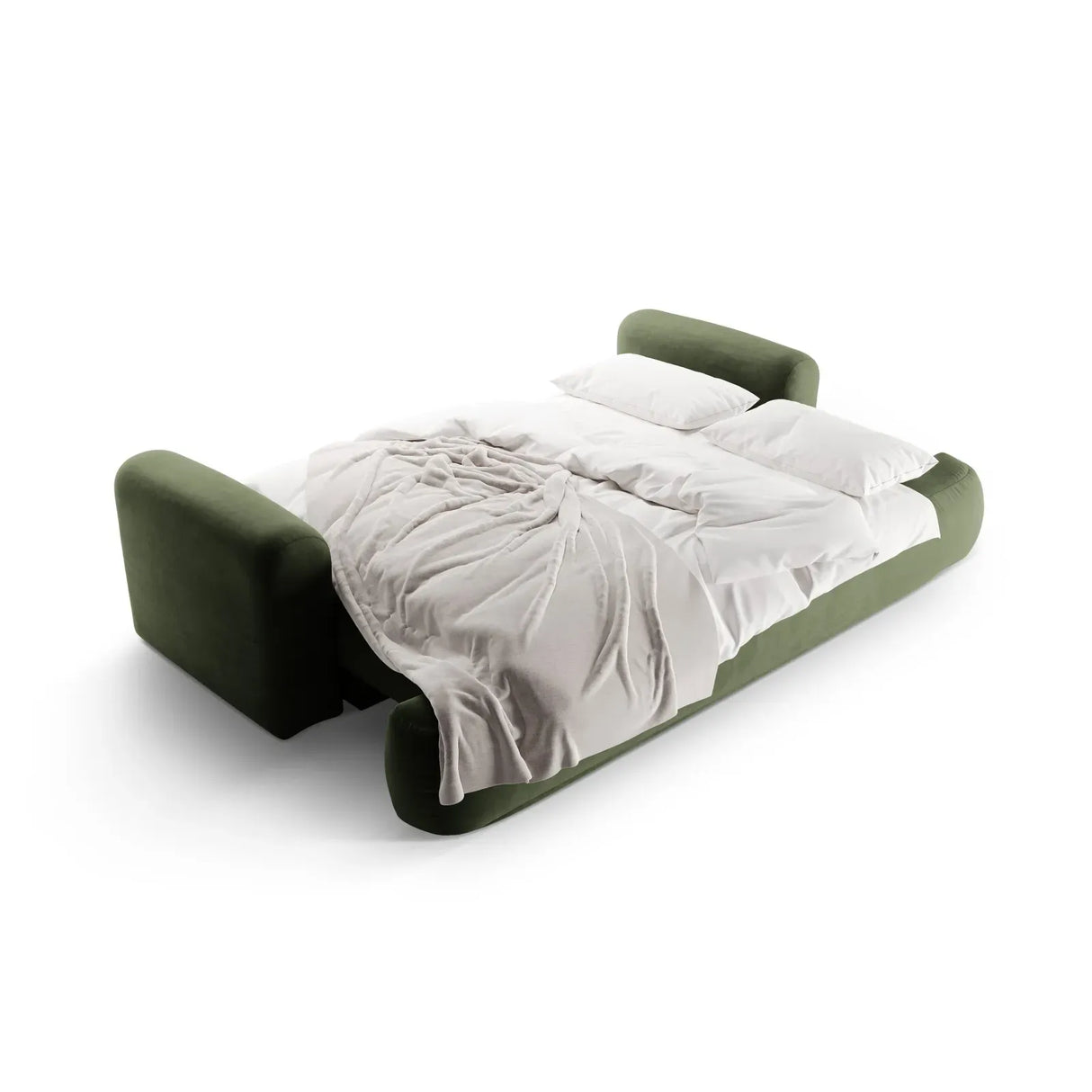 Canapé 3 places Ella avec fonction couchage et coffre de lit, recouvert de velours, de tissu texturé ou de boucle, 253 x 108 cm
