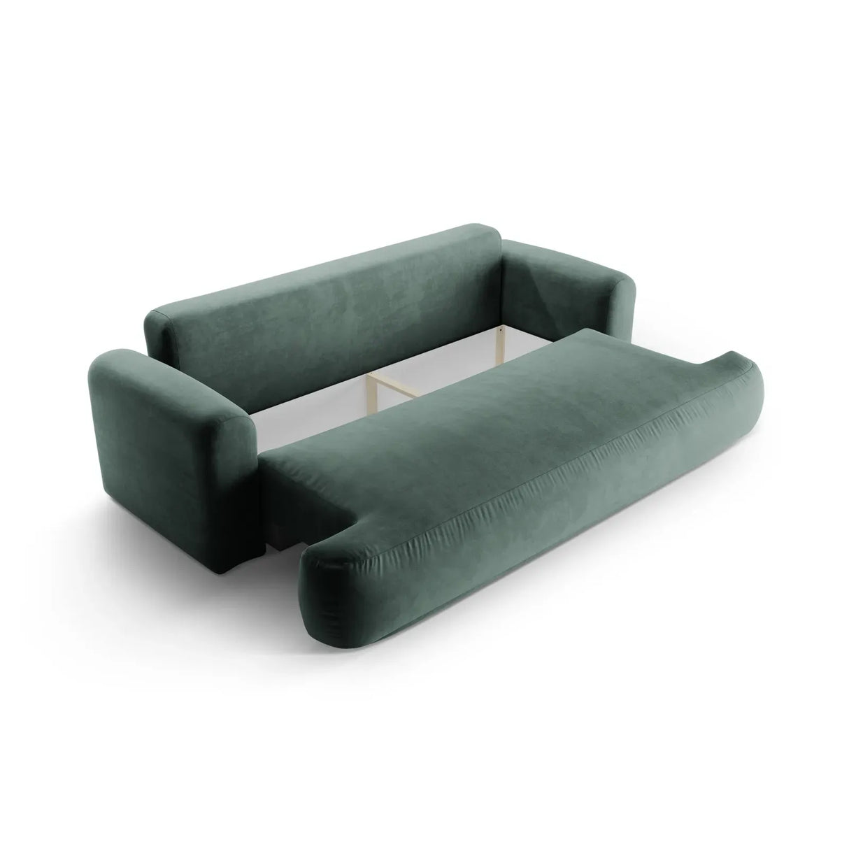 Canapé 3 places Ella avec fonction couchage et coffre de lit, recouvert de velours, de tissu texturé ou de boucle, 253 x 108 cm