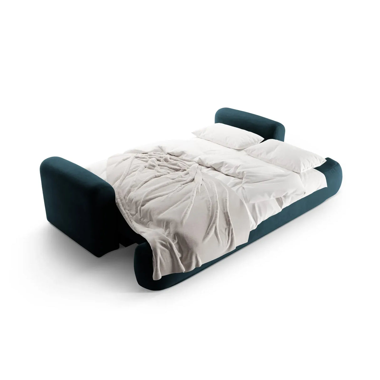 Canapé 3 places Ella avec fonction couchage et coffre de lit, recouvert de velours, de tissu texturé ou de boucle, 253 x 108 cm