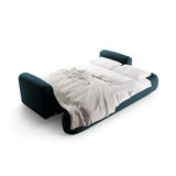 Canapé 3 places Ella avec fonction couchage et coffre de lit, recouvert de velours, de tissu texturé ou de boucle, 253 x 108 cm