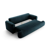 Canapé 3 places Ella avec fonction couchage et coffre de lit, recouvert de velours, de tissu texturé ou de boucle, 253 x 108 cm