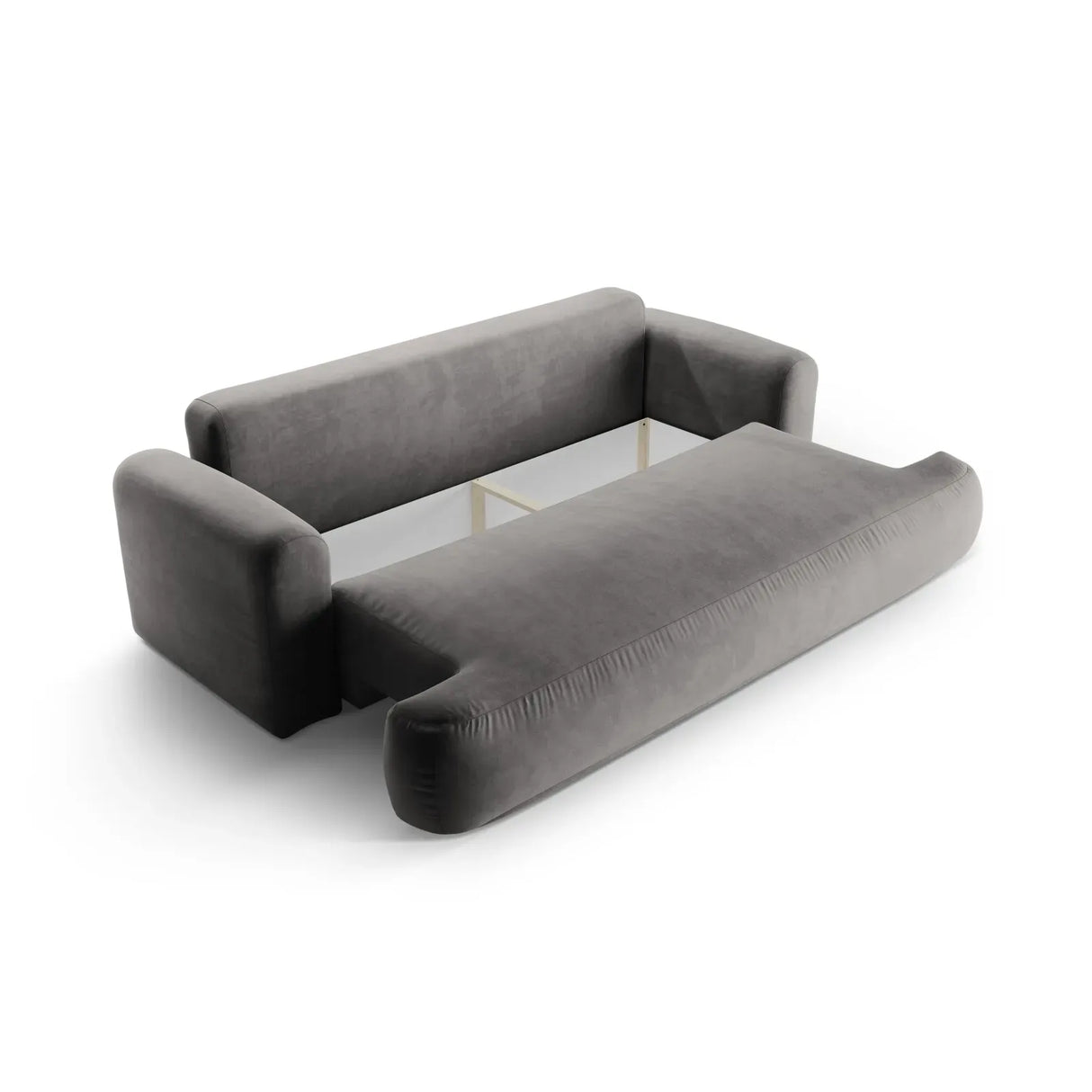 Canapé 3 places Ella avec fonction couchage et coffre de lit, recouvert de velours, de tissu texturé ou de boucle, 253 x 108 cm