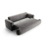 Canapé 3 places Ella avec fonction couchage et coffre de lit, recouvert de velours, de tissu texturé ou de boucle, 253 x 108 cm