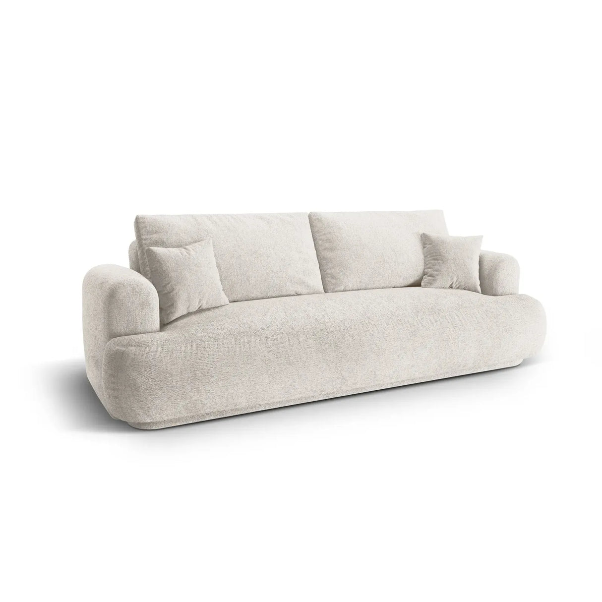 Canapé 3 places Ella avec fonction couchage et coffre de lit, recouvert de velours, de tissu texturé ou de boucle, 253 x 108 cm