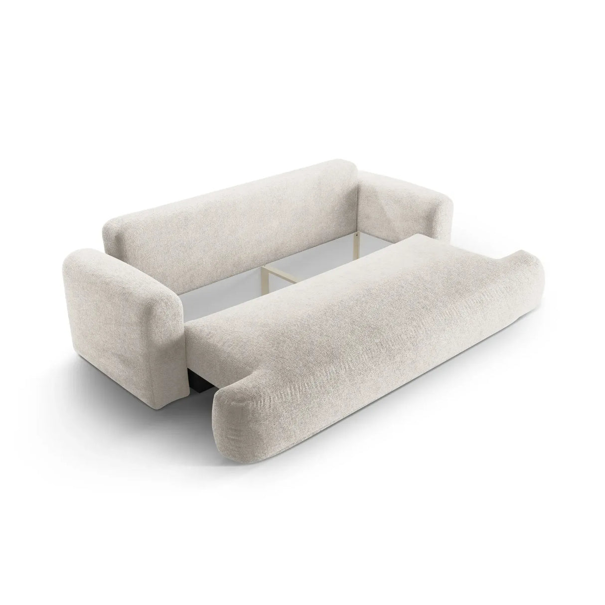 Canapé 3 places Ella avec fonction couchage et coffre de lit, recouvert de velours, de tissu texturé ou de boucle, 253 x 108 cm