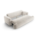Canapé 3 places Ella avec fonction couchage et coffre de lit, recouvert de velours, de tissu texturé ou de boucle, 253 x 108 cm