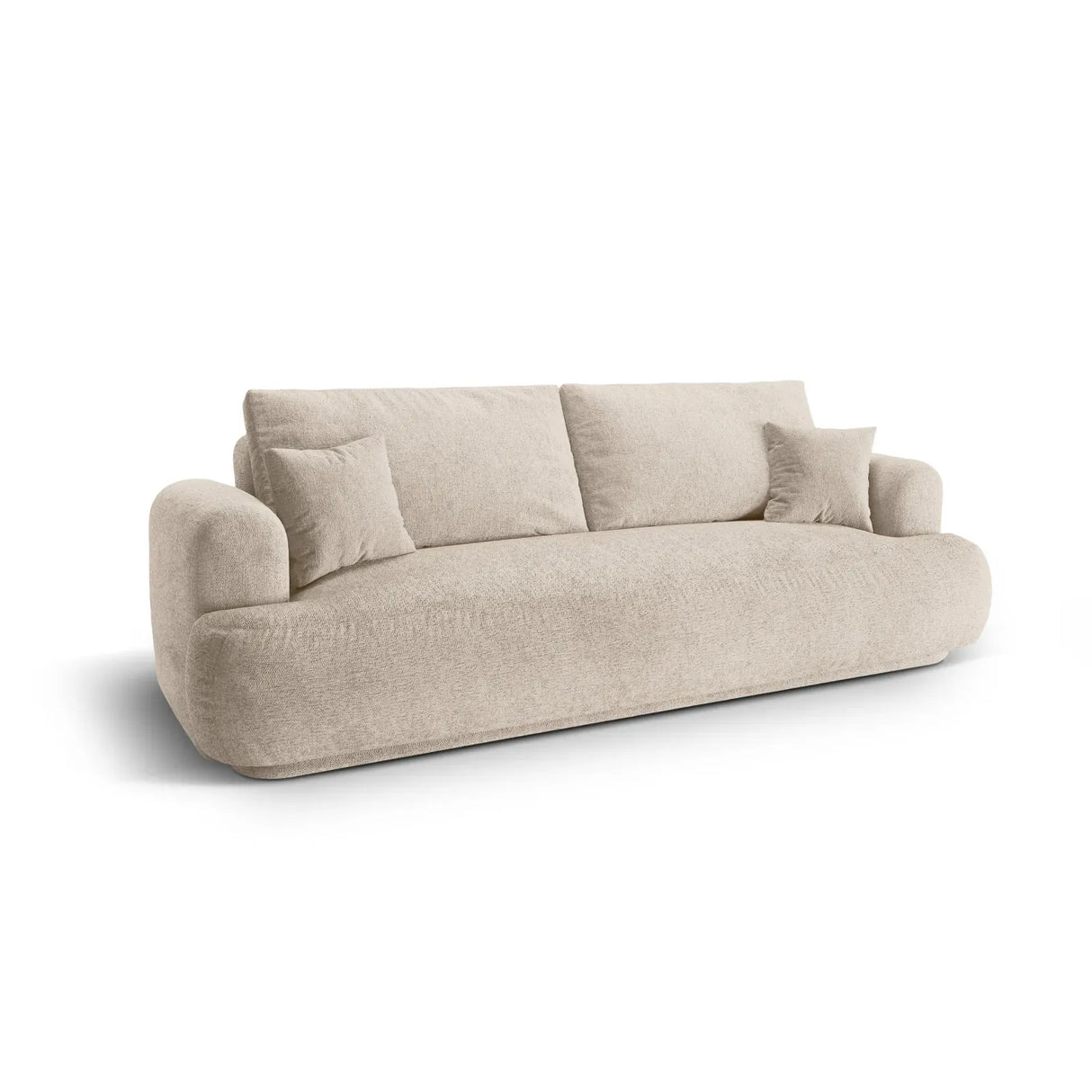 Canapé 3 places Ella avec fonction couchage et coffre de lit, recouvert de velours, de tissu texturé ou de boucle, 253 x 108 cm