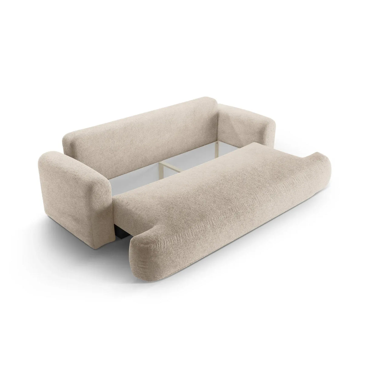 Canapé 3 places Ella avec fonction couchage et coffre de lit, recouvert de velours, de tissu texturé ou de boucle, 253 x 108 cm
