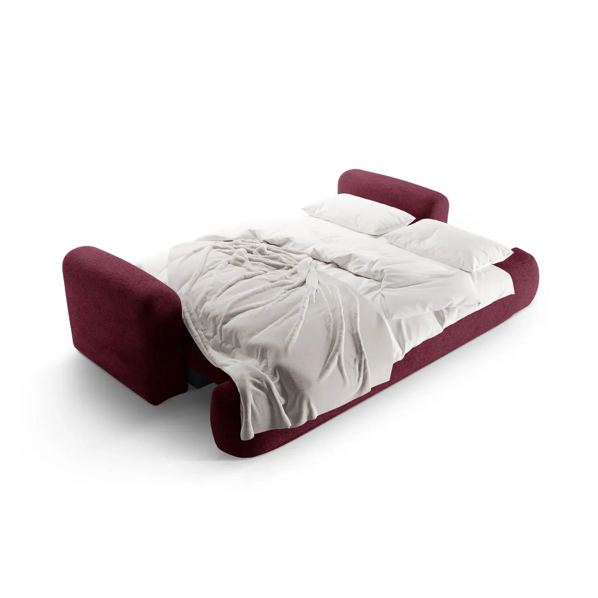 Canapé 3 places Ella avec fonction couchage et coffre de lit, recouvert de velours, de tissu texturé ou de boucle, 253 x 108 cm