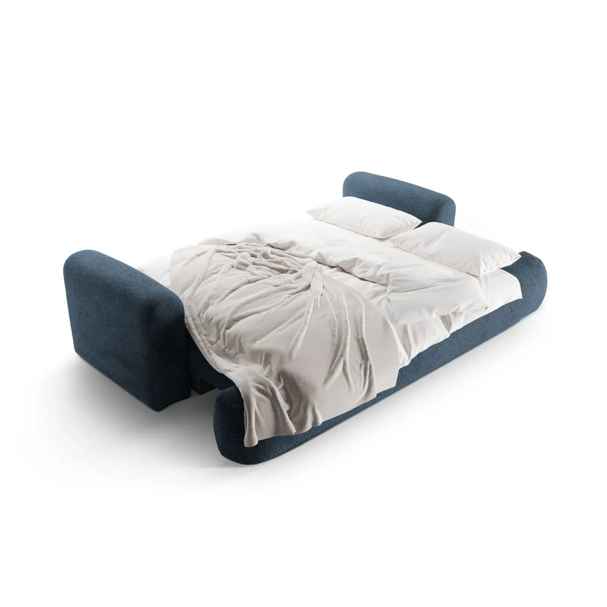 Canapé 3 places Ella avec fonction couchage et coffre de lit, recouvert de velours, de tissu texturé ou de boucle, 253 x 108 cm