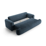Canapé 3 places Ella avec fonction couchage et coffre de lit, recouvert de velours, de tissu texturé ou de boucle, 253 x 108 cm