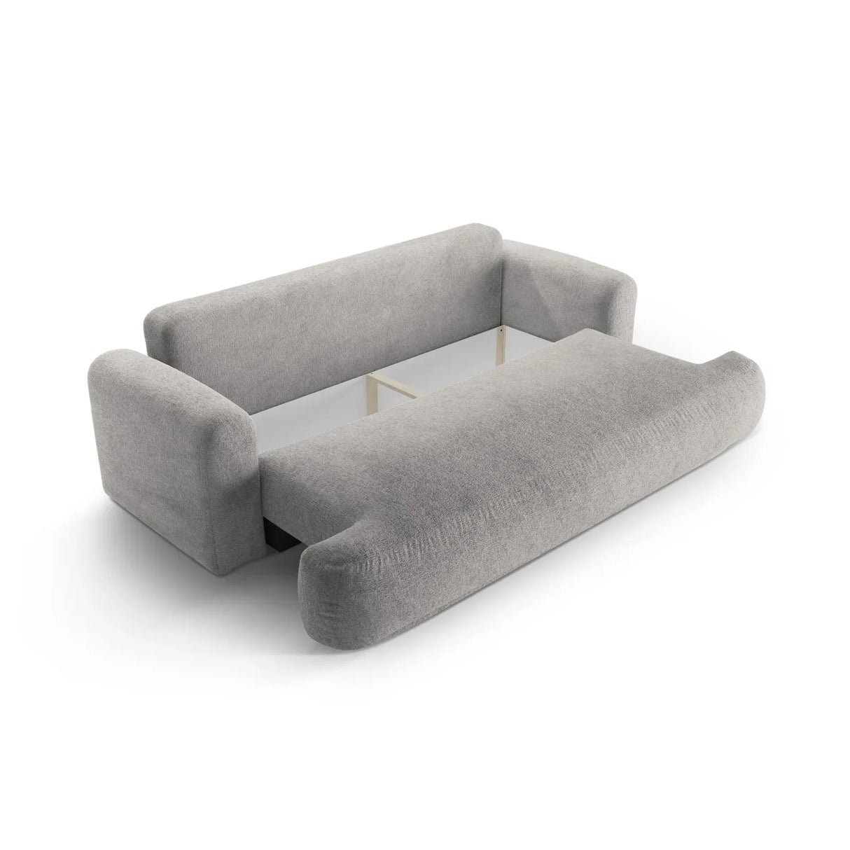 Canapé 3 places Ella avec fonction couchage et coffre de lit, recouvert de velours, de tissu texturé ou de boucle, 253 x 108 cm
