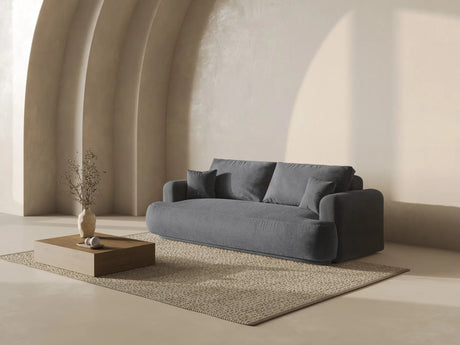 Ella 3-Sitzer Sofa mit Schlaffunktion und Bettkasten Bezug aus Strukturierter Stoff (Sor89) in Grau, 253x108 cm – Bild 2