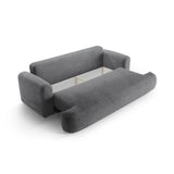 Canapé 3 places Ella avec fonction couchage et coffre de lit, recouvert de velours, de tissu texturé ou de boucle, 253 x 108 cm