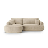 Ella 4-seater corner sofa left with sleeping function and bed box, upholstered in velvet, textured fabric or boucle, 271x174 cm
