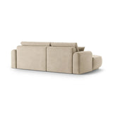 Ella 4-seater corner sofa left with sleeping function and bed box, upholstered in velvet, textured fabric or boucle, 271x174 cm